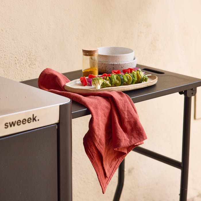 sweeek - Buitenkeuken tafel in roestvrij staal 94,5 cm met opklapbaar