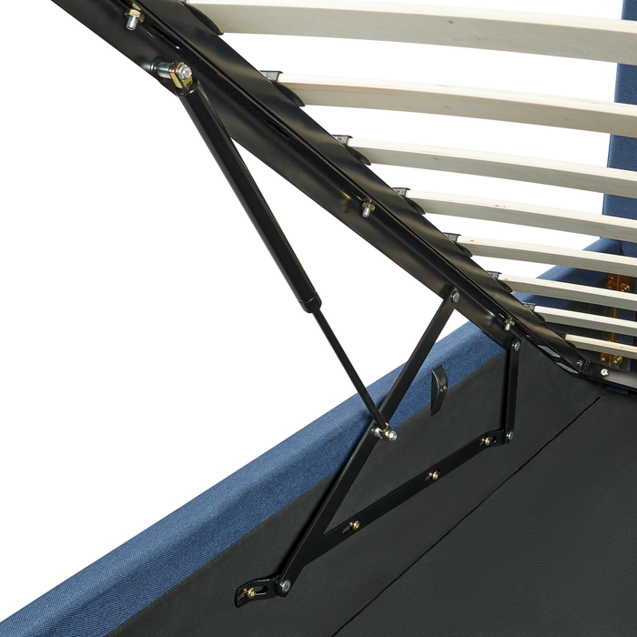 Beliani-DREUX-Bed met opbergruimte-Blauw-160 x 200 cm-Polyester