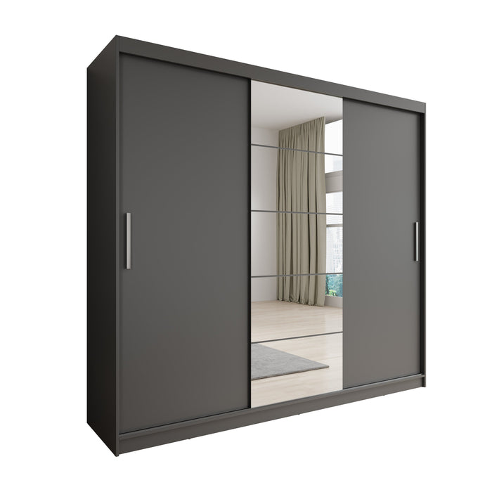 Meubella - Erie - Kledingkast met schuifdeuren - Grijs - 235x59x215 cm
