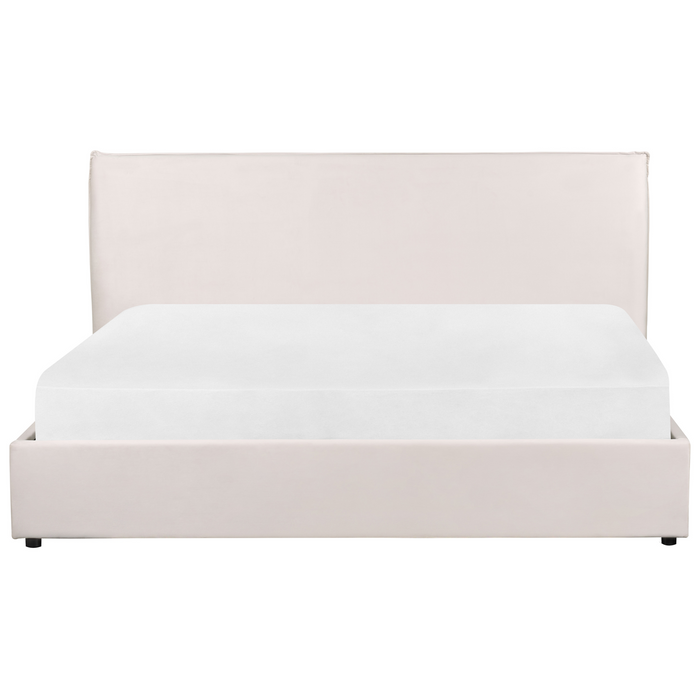 Beliani-LAVAUR-Bed met opbergruimte-Gebroken wit-180 x 200 cm-Fluweel