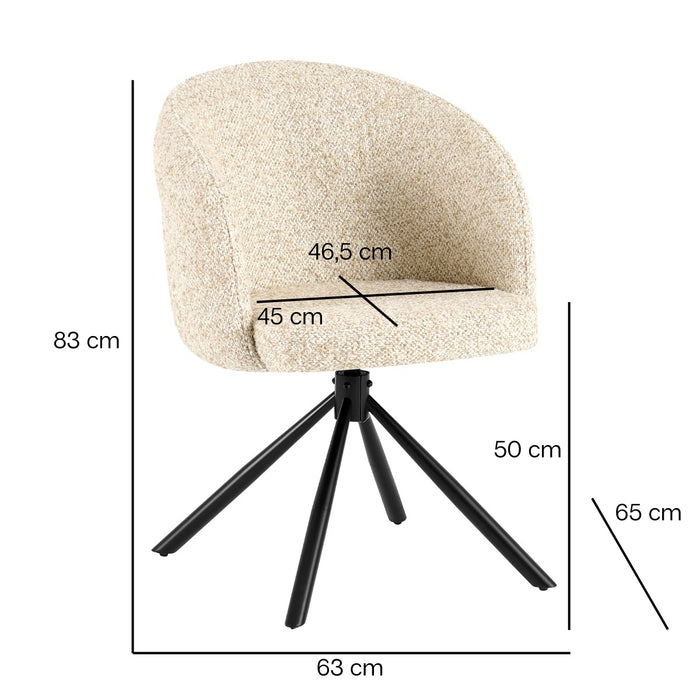 Giga Meubel - Eetkamerstoel Taupe - Draaibaar - Emilia - Set van 2