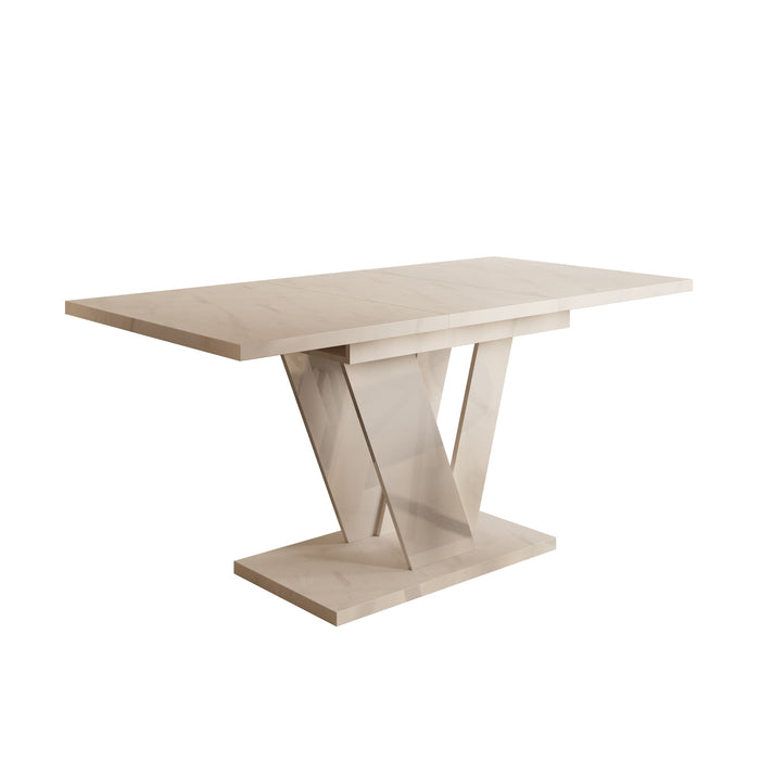 Meubella - Eetkamertafel Dayman - Wit marmer - 160 cm - Uitschuifbaar