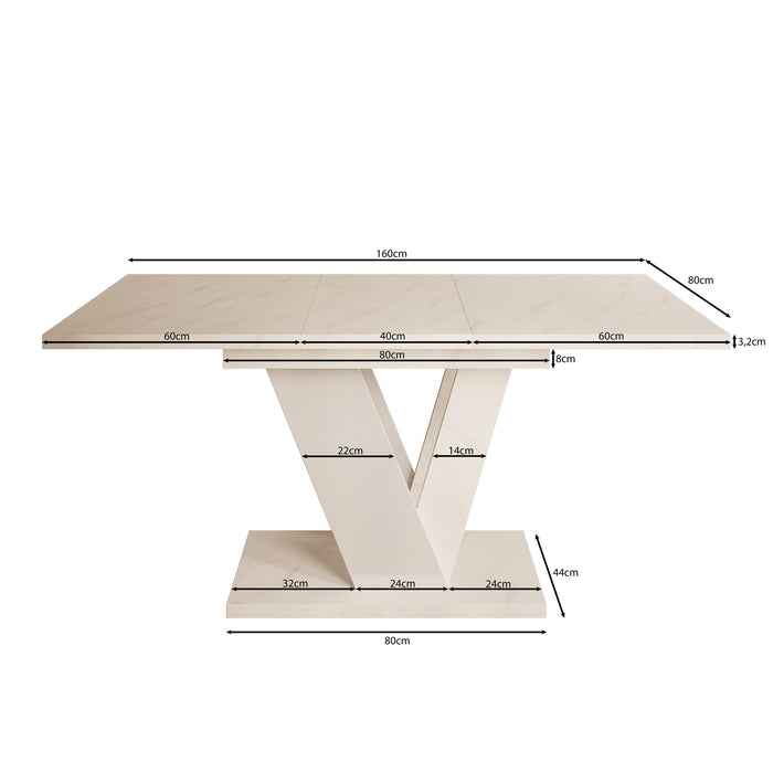 Meubella - Eetkamertafel Dayman - Wit marmer - 160 cm - Uitschuifbaar