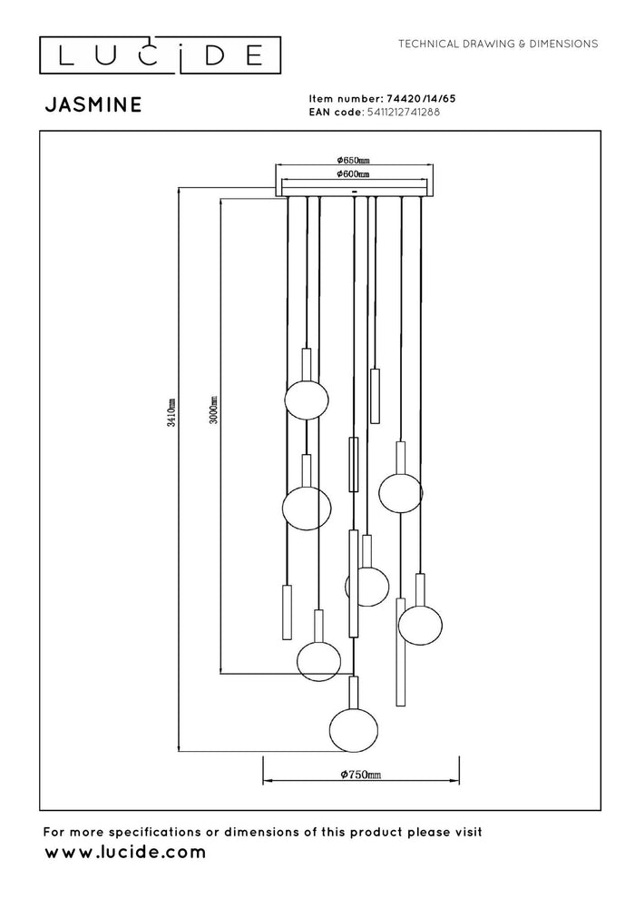 Lucide Premium JASMINE Hanglamp - Koper