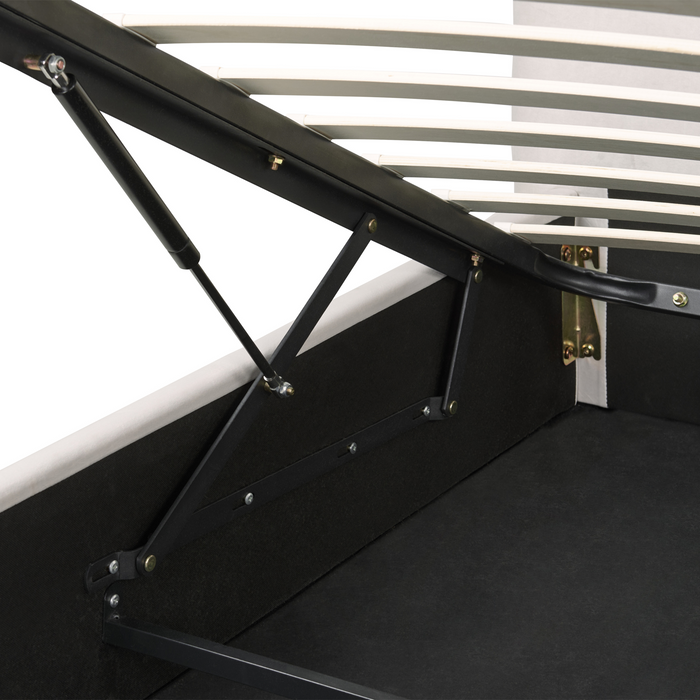 Beliani-LAVAUR-Bed met opbergruimte-Gebroken wit-180 x 200 cm-Fluweel