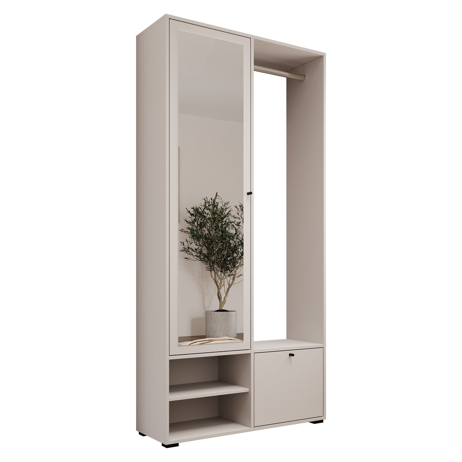 Meubella - Halkast Deacon - Wit - 90 cm - Met spiegel