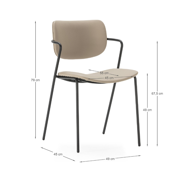Calicosy - Set 2 stoelen MAIKA - L49 cm - Zwart metaal
