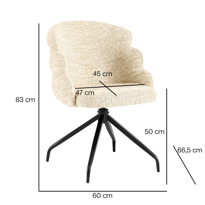 Giga Meubel - Eetkamerstoel Beige - Draaibaar - Claes - Set van 2