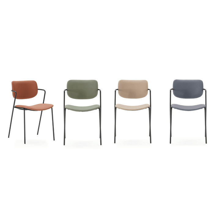 Calicosy - Set 2 stoelen MAIKA - L49 cm - Zwart metaal