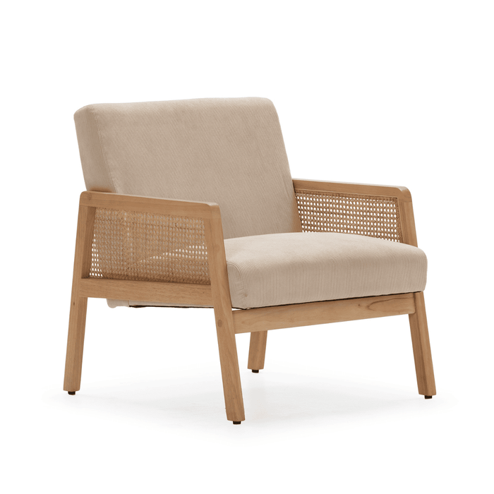 Calicosy - Fauteuil DEBRA - L68 cm - Houten en rotan poten