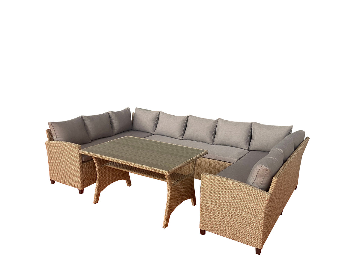 Giga Living - 9-Zits Loungeset - Naturel Rotan - Ventura
