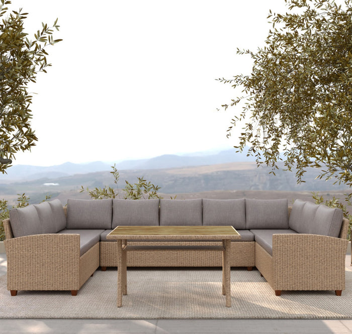 Giga Living - 9-Zits Loungeset - Naturel Rotan - Ventura