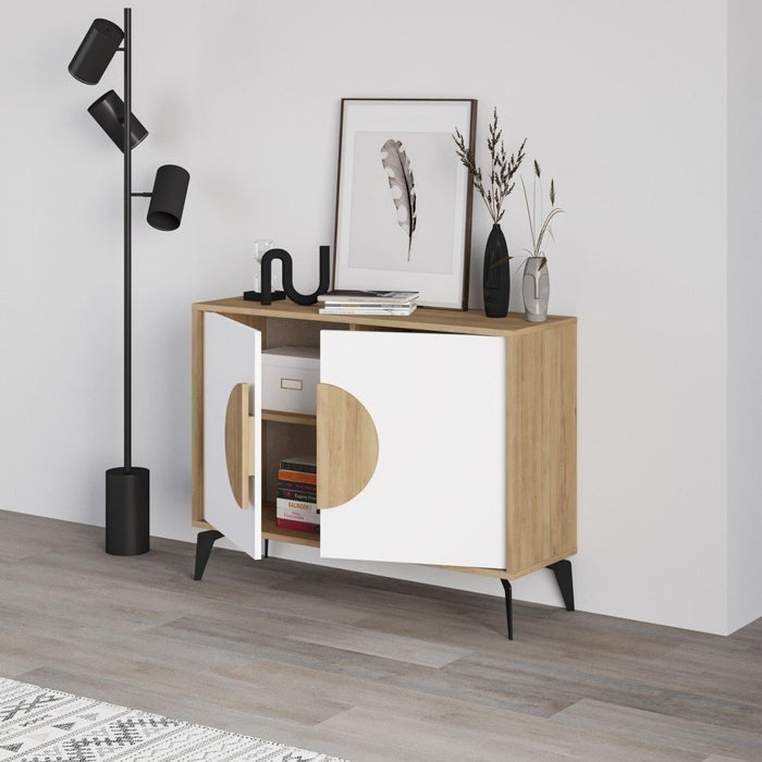 Calicosy - Dressoir met 2 Deuren VAE - L110 cm - Eikenlook | Wit