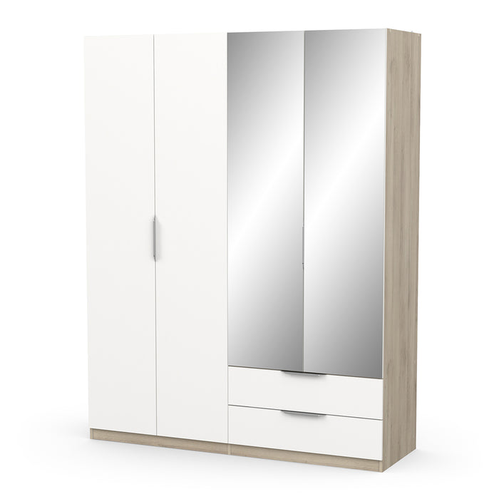 Calicosy - Kast met deuren en spiegels GHOST - B157,3 cm - Houtlook