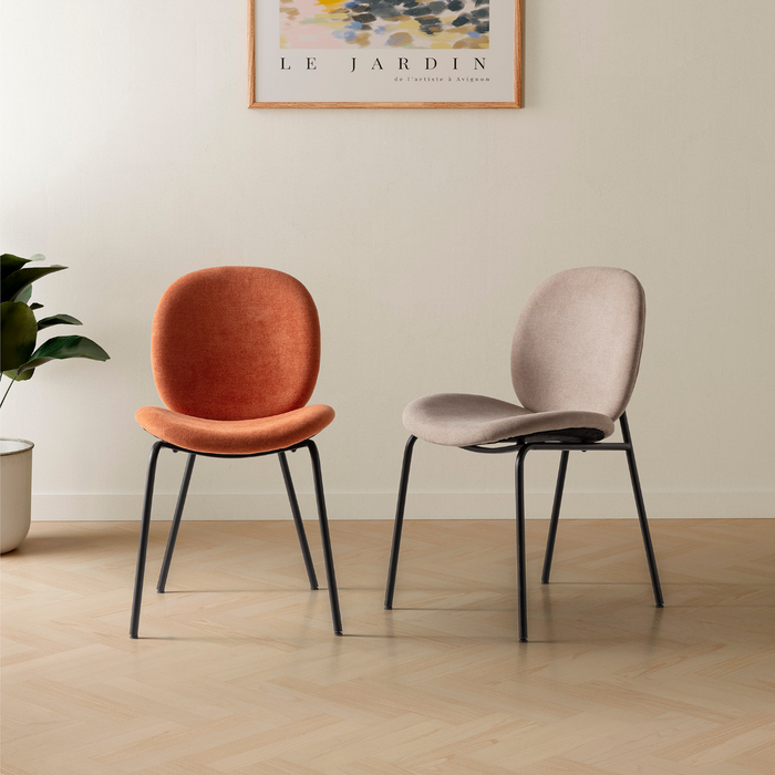 Calicosy - Set 2 stoelen CORI - L45 cm - Stof & zwart metaal