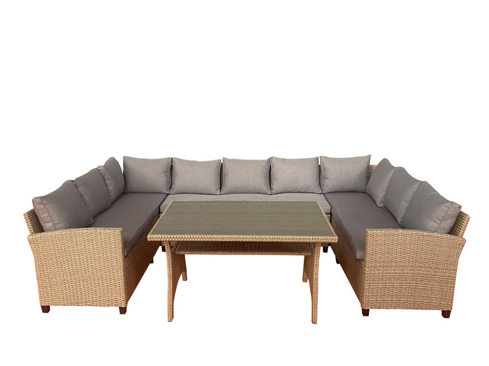 Giga Living - 9-Zits Loungeset - Naturel Rotan - Ventura