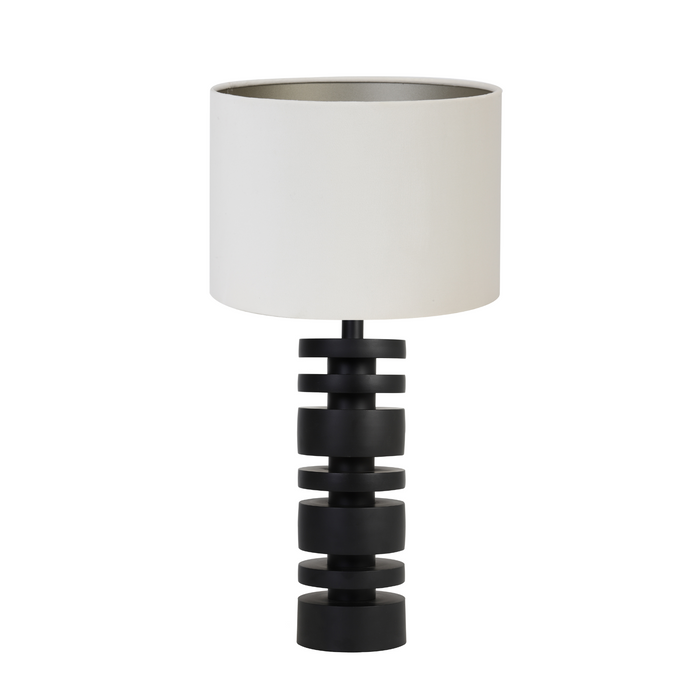 Light & Living Tafellamp Desley|Velours - Zwart|Wit - Ø25x58cm