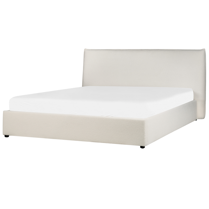 Beliani-LAVAUR-Bed met opbergruimte-Gebroken wit-180 x 200 cm-Bouclé