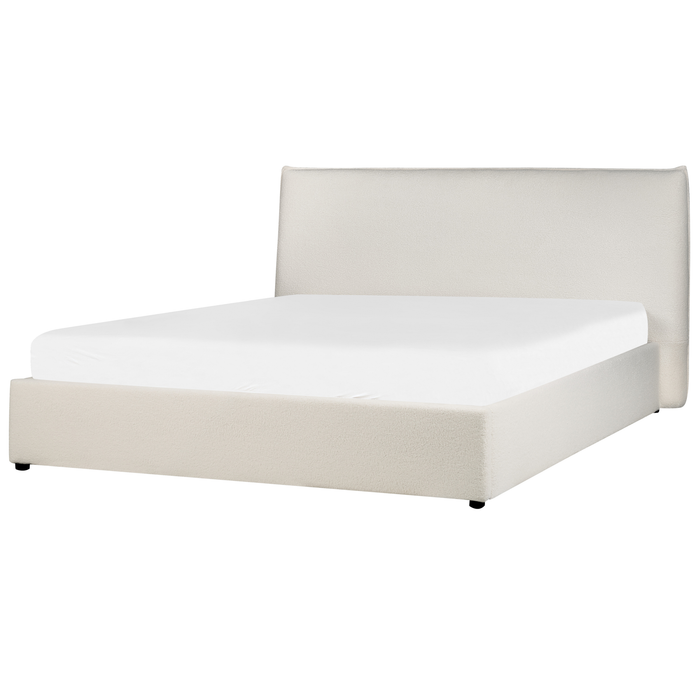 Beliani-LAVAUR-Bed met opbergruimte-Gebroken wit-160 x 200 cm-Bouclé
