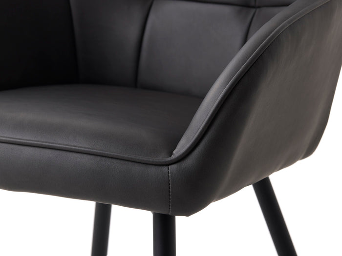 Giga Living - Eetkamerstoel Grijs PU Leer - Nolan - Set van 2