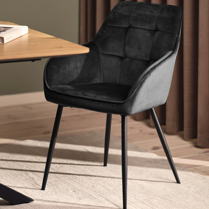 Giga Living - Eetkamerstoel Grijs Velvet - Nolan - Set van 2