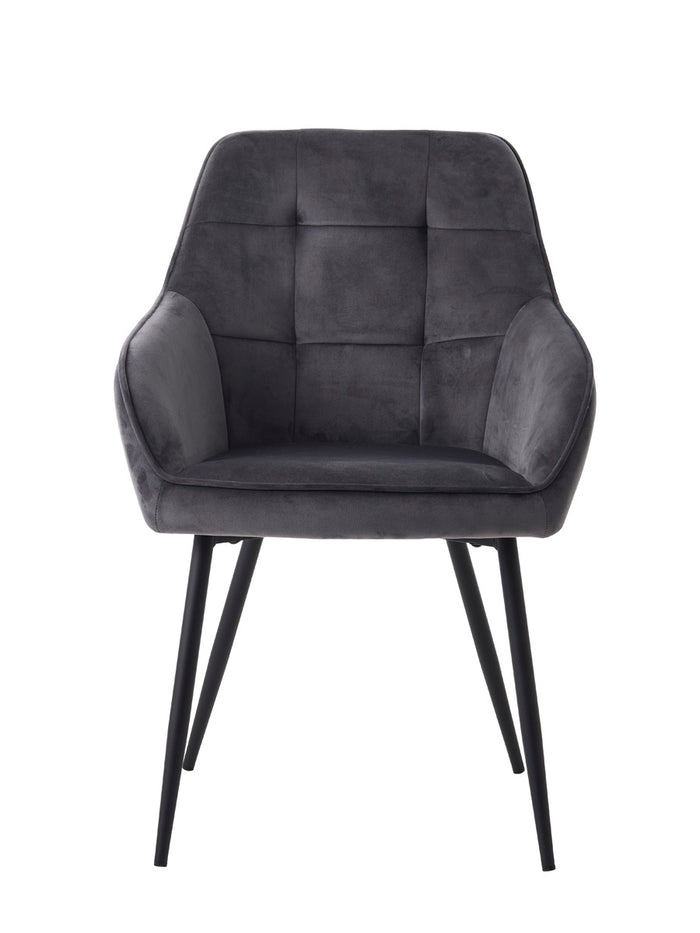 Giga Living - Eetkamerstoel Grijs Velvet - Nolan - Set van 2