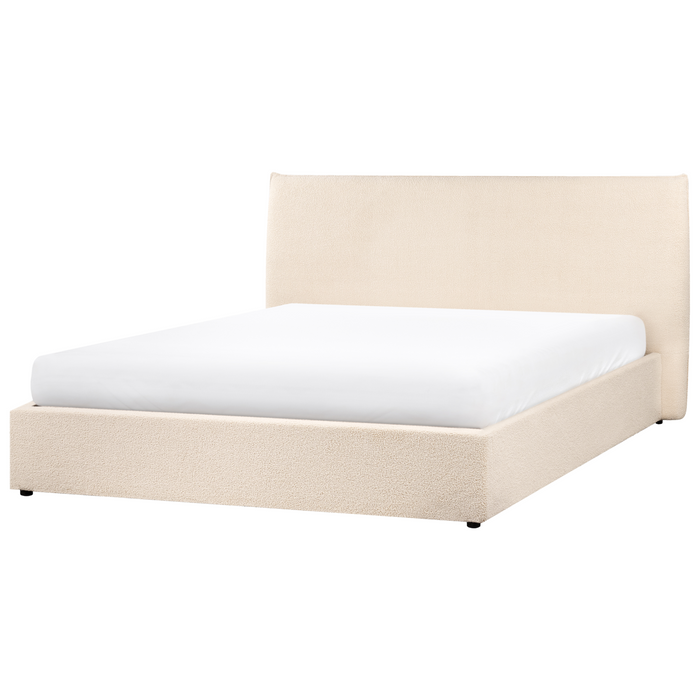 Beliani-LAVAUR-Bed met opbergruimte-Beige-160 x 200 cm-Bouclé