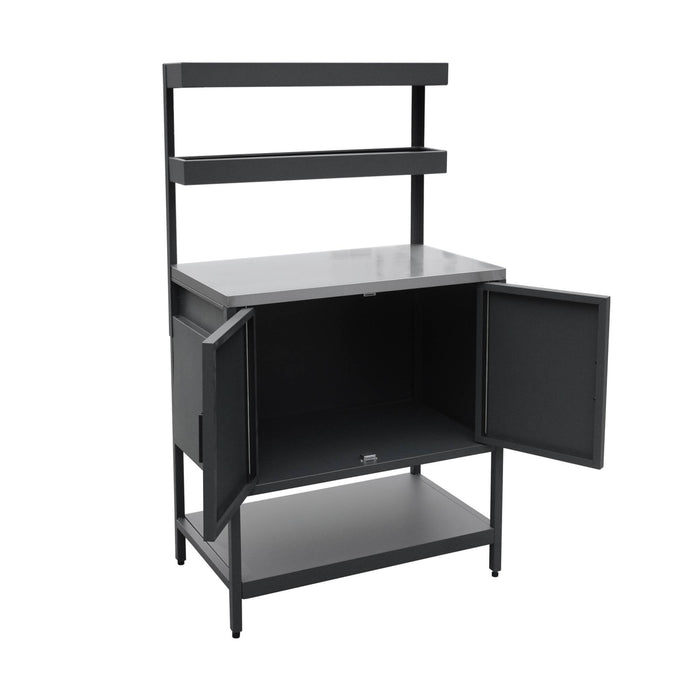 sweeek - Buitenkeuken met 2 deuren en 2 hangende planken staal L80cm