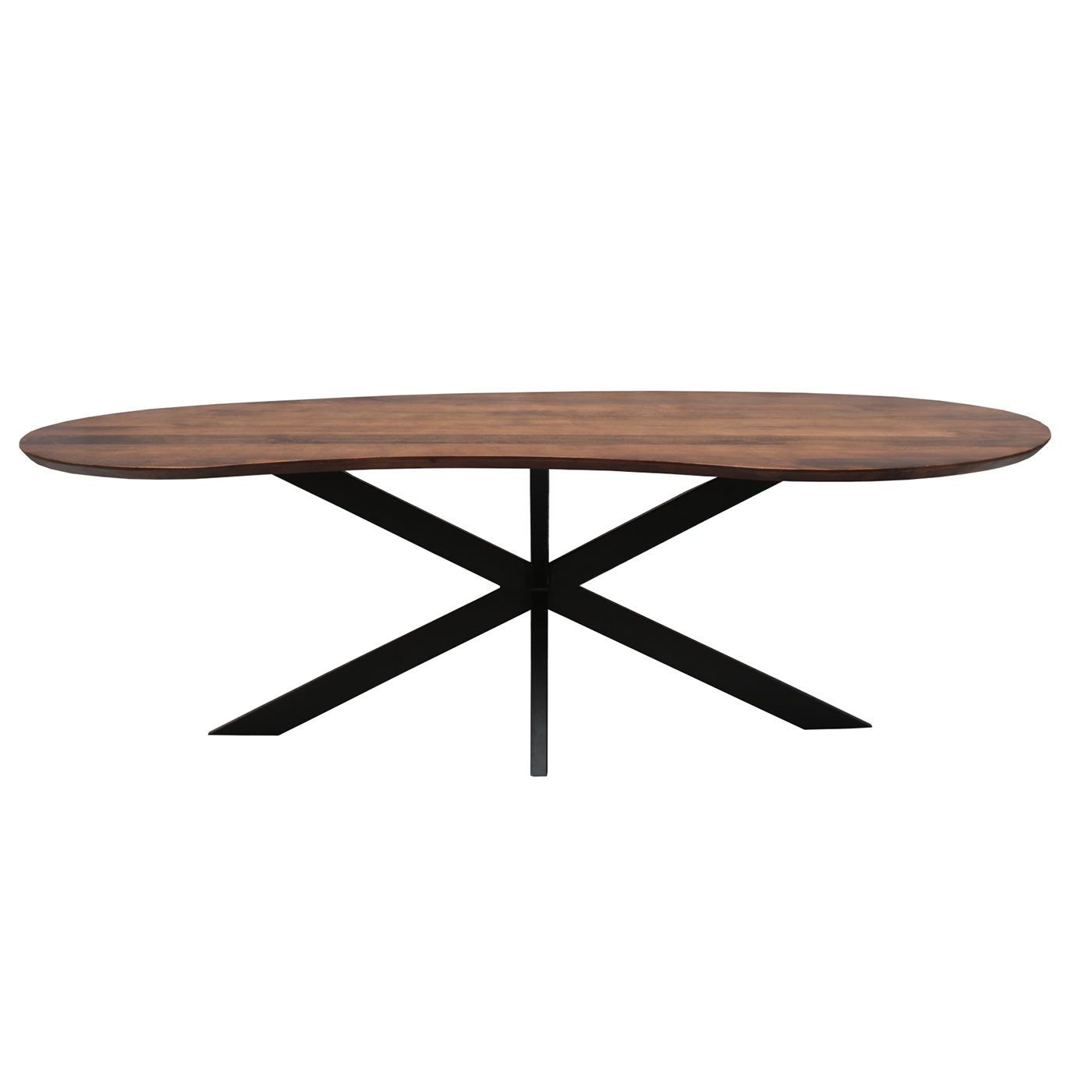 Eetkamertafel mango organisch Kidney walnoot met spinpoot 160 cm