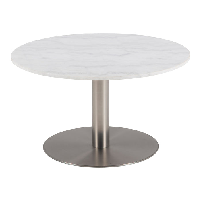 by fonQ Marble Salontafel Marmer - Ø 80 - Wit / Chroom
