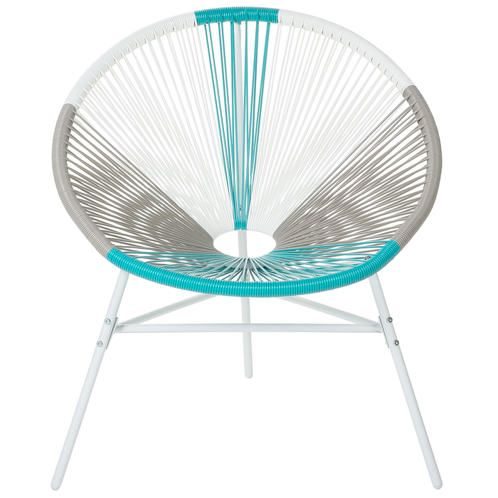 Beliani-ACAPULCO -Tuinstoel set van 2-Wit|Beige|Turquoise-PE rotan