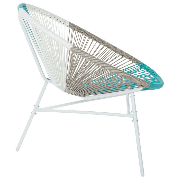 Beliani-ACAPULCO -Tuinstoel set van 2-Wit|Beige|Turquoise-PE rotan