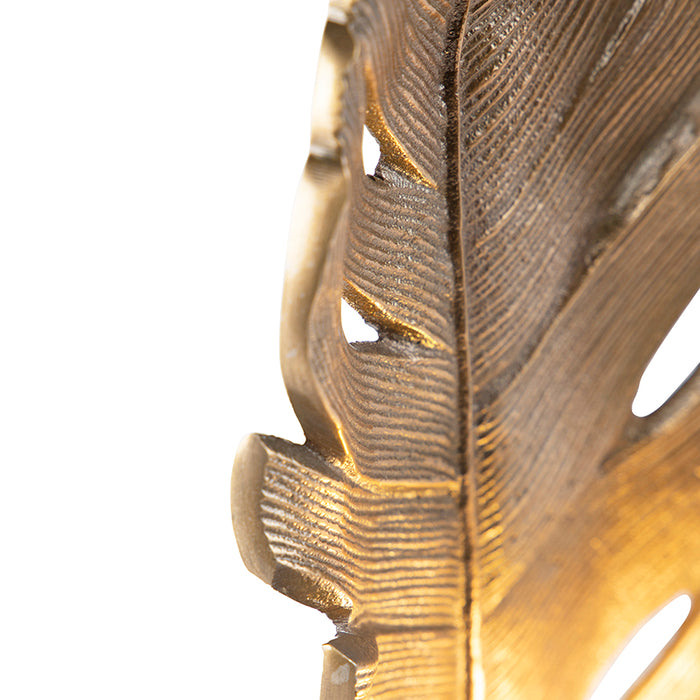 QAZQA Art Deco tafellamp brons met marmeren voet - Leaf