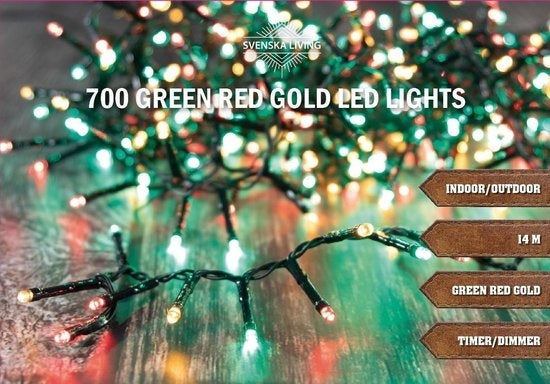 Svenska Living - Kerstverlichting - Snake - Groen|Rood|Goud -