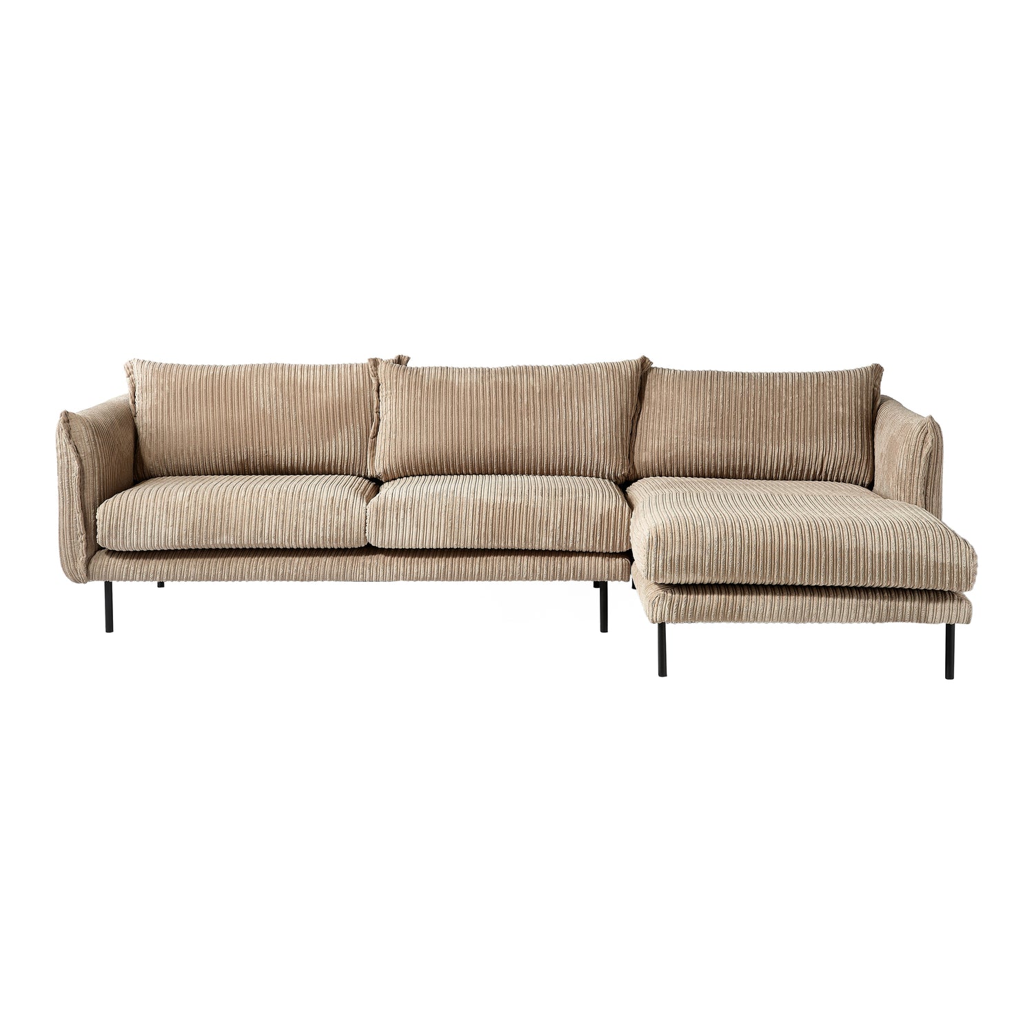 by fonQ Ribbon Hoekbank met Chaise Longue Rechts - Rib - Mink
