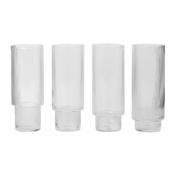 Ferm LIVING Ripple Longdrinkglazen - 4 st. - Clear