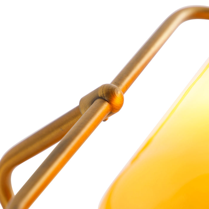 QAZQA Klassieke notarislamp brons met amber glas - Banker