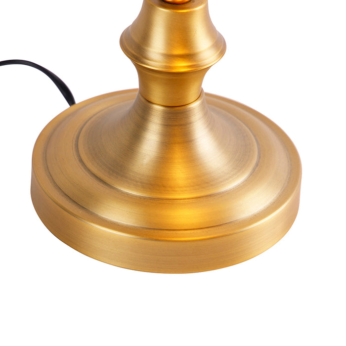 QAZQA Klassieke notarislamp brons met amber glas - Banker