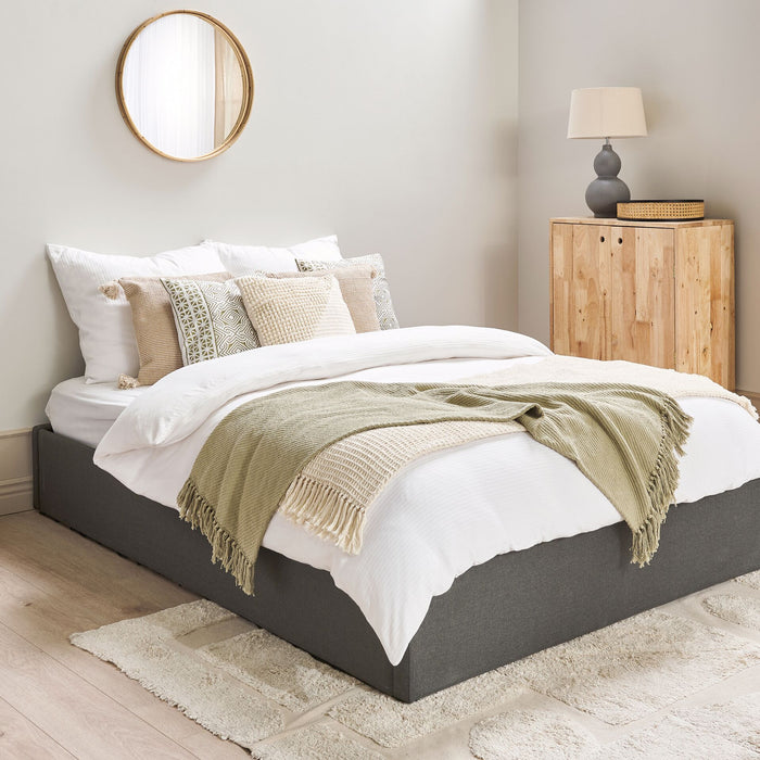 Beliani-DINAN-Tweepersoonsbed-Donkergrijs-140 x 200 cm-Polyester