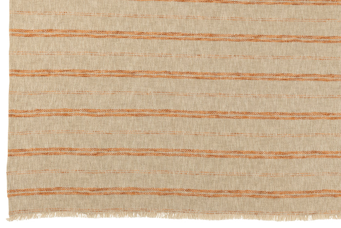 J-Line plaid Strepen - linnen|katoen - beige|roest