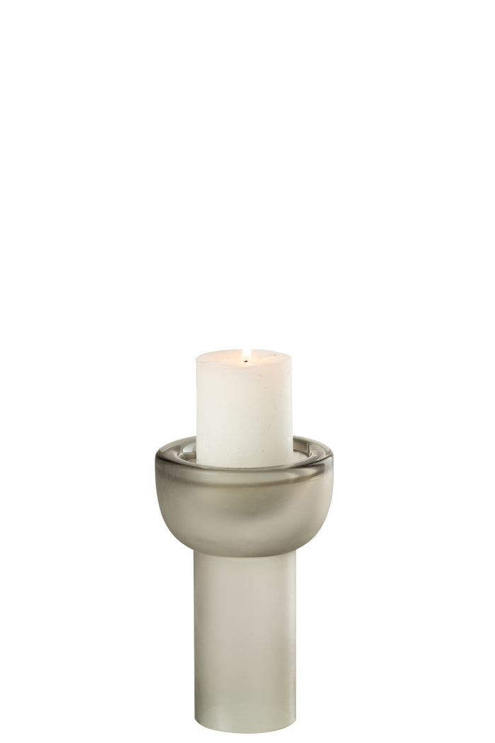 J-Line vaas|kandelaar Yara - glas - grijs - small - 20 cm ho