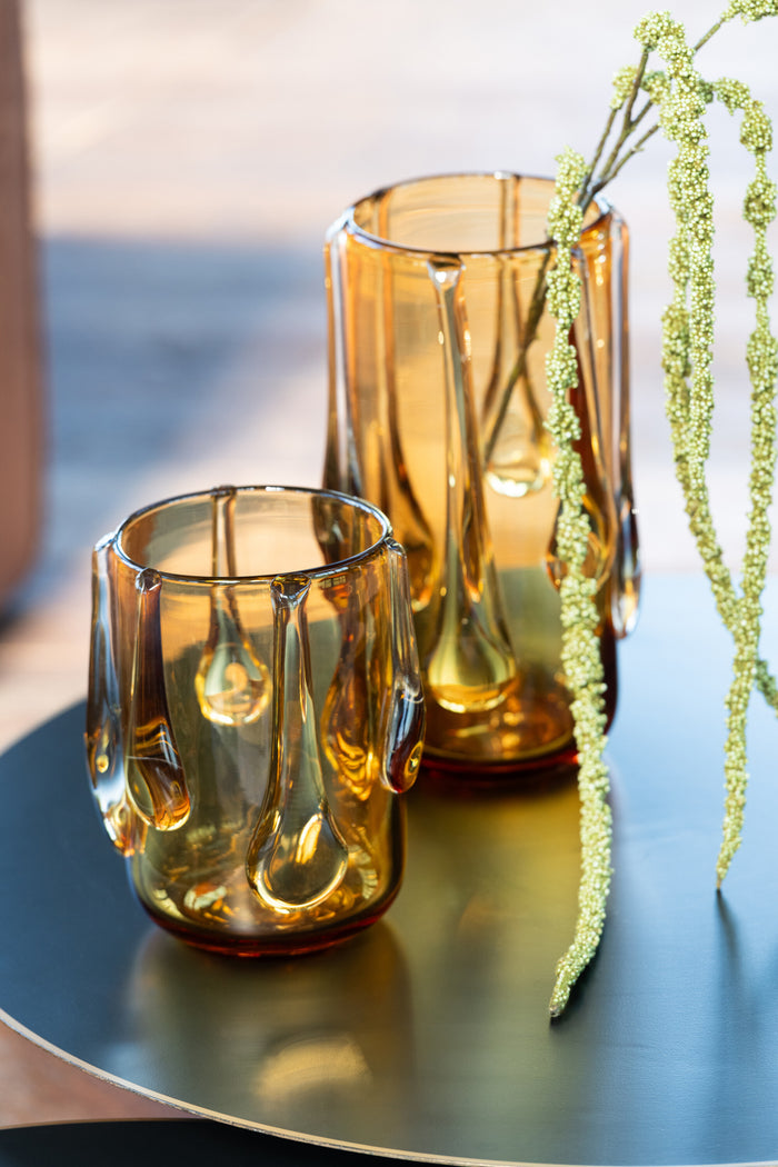 J-Line vaas Drippy - glas - amber - small -  Ø 18.5 cm
