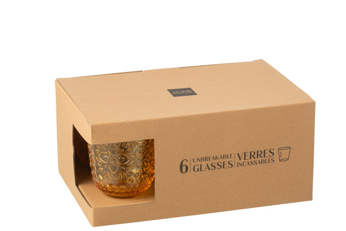J-Line glas - kunststof - geel - doos van 6
