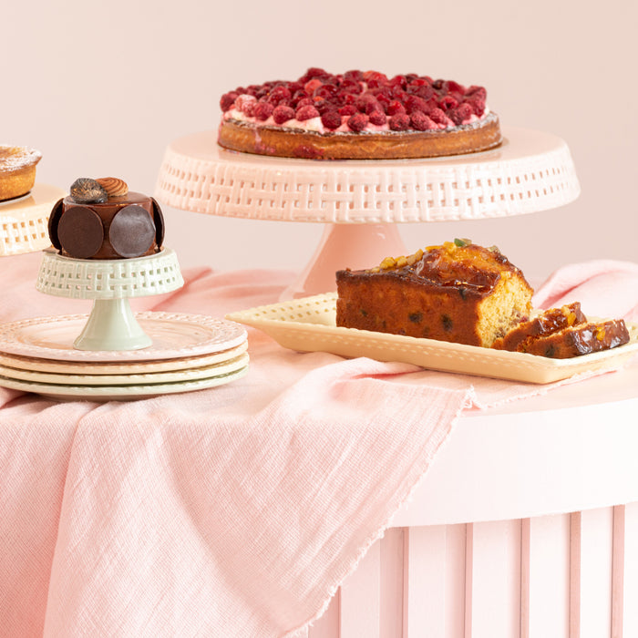 J-Line bord Cake - taartplateau - keramiek - perzik - medium