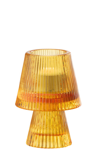 J-Line theelichthouder Hoed - glas - oranje