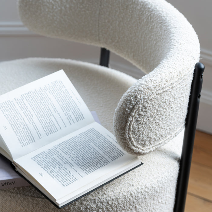 J-Line loungestoel Bouclé - multiplex|polyester - wit|zwart