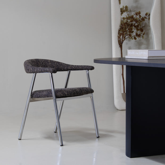 DÉJA Living - Eetkamerstoel - Donkerbruin|Chrome - Sorø - Set van 2