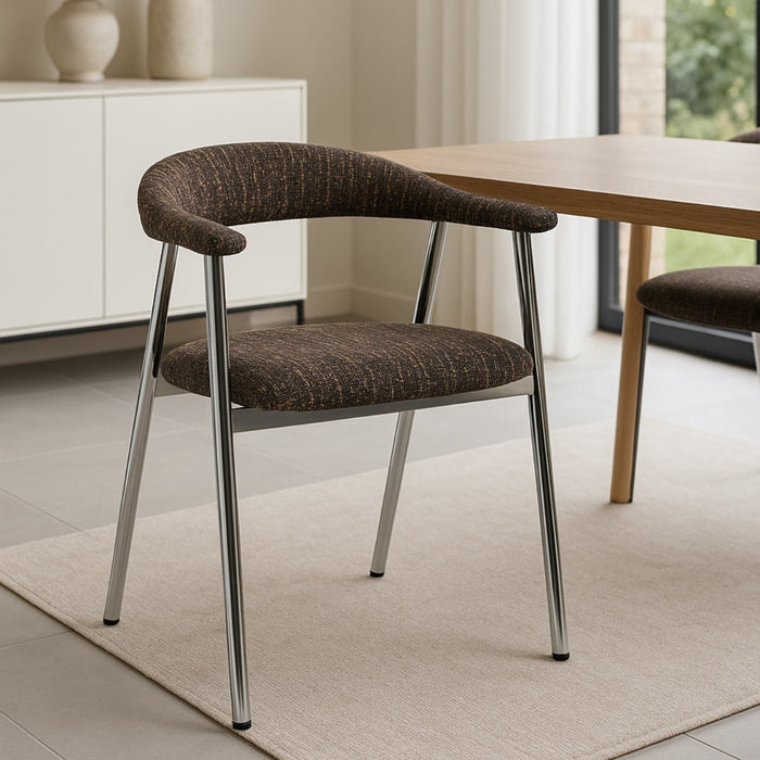 DÉJA Living - Eetkamerstoel - Donkerbruin|Chrome - Sorø - Set van 2
