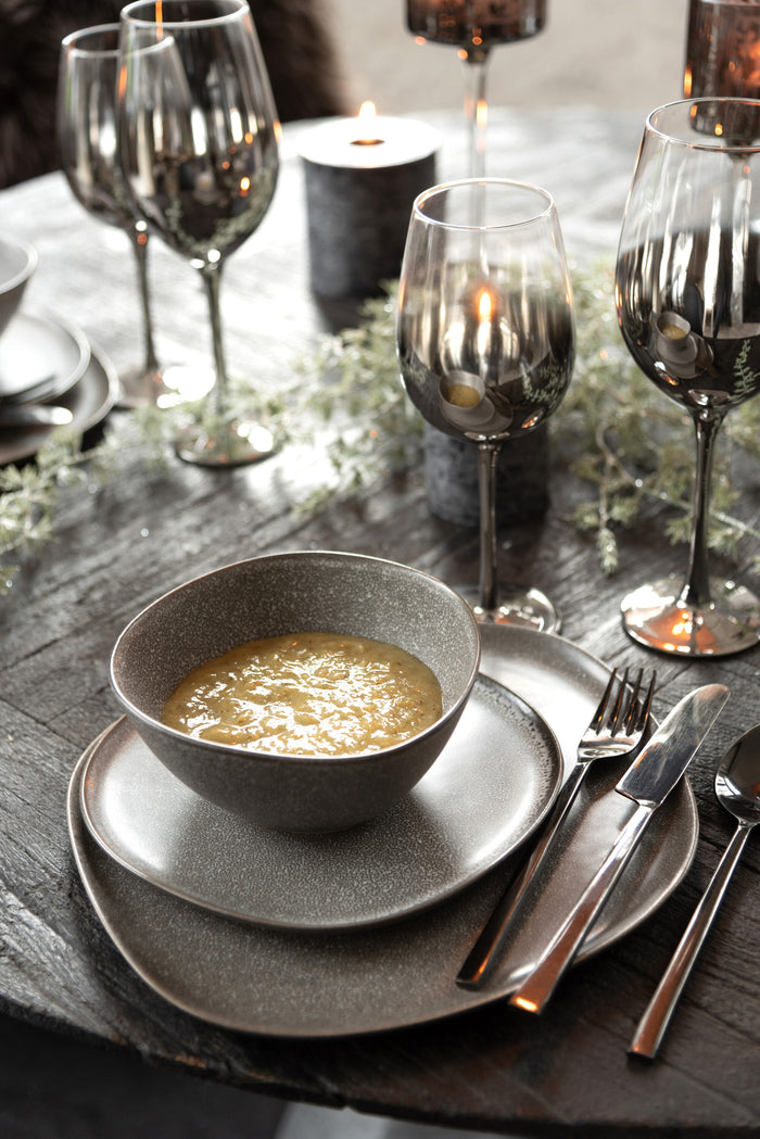 J-Line bord Louise - keramiek - bruin - medium - 6 stuks