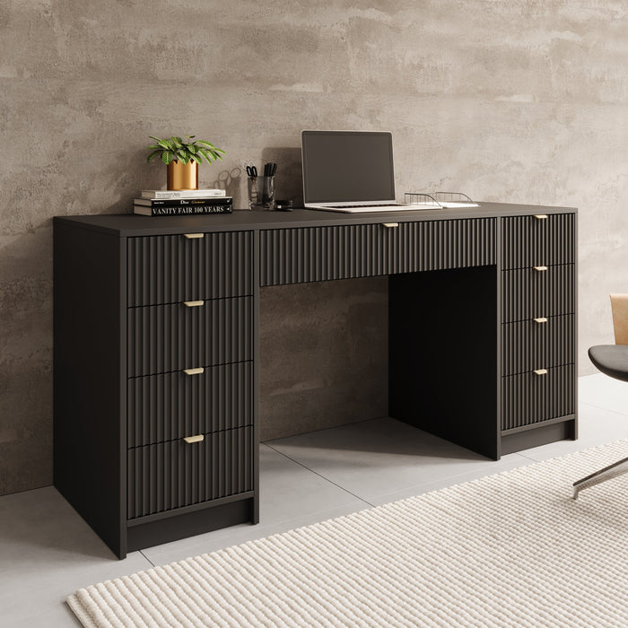 Meubella - Bureau Tavares 2 - Zwart - 154 cm